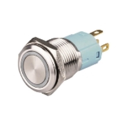 INTERRUTTORE ANTIVANDALO ON-OFF LUMINOSO BIANCO 12V 19mm 5A